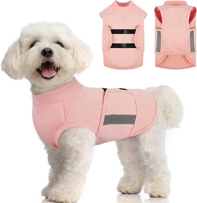 MIGOHI Dog Anxiety Relief Coat,Comfort Anxiety Vest for Dogs,Adjustable Dog Anxiety Calming Wrap for Fireworks,Thunderstorm,Travel,Separation,Anxiety Jacket for Small Dogs,XS,Pink