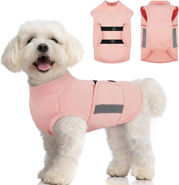MIGOHI Dog Anxiety Relief Coat,Comfort Anxiety Vest for Dogs,Adjustable Dog Anxiety Calming Wrap for Fireworks,Thunderstorm,Travel,Separation,Anxiety Jacket for Small Dogs,S,Pink