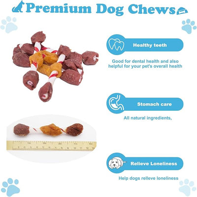 Triple Flavored Dog Kabobs, Rawhide Chews with Chicken Beef and Liver, High Protein 52% Puppy Training Snacks, 8 Ounces