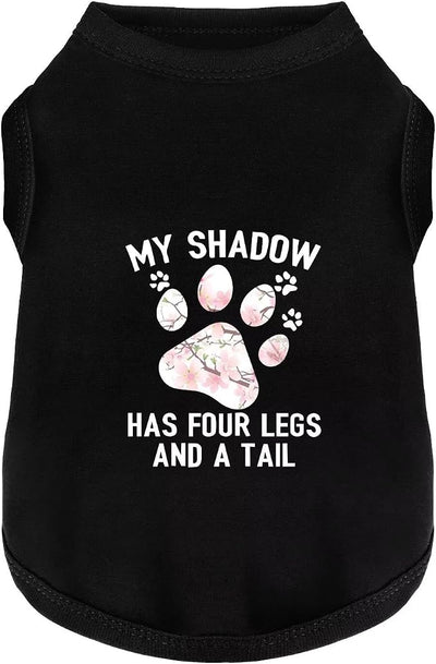 Discover Cozy Cotton Canine Wear: Soft, Lightweight, and Breathable Dog Shirt Vest with Eye-Catching Graphics (My Shadow HAS Four LESGS and A Tail), Keeping Your Furry Friend Warm! Black L