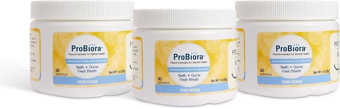 Probiora for Dogs | Dog Probiotic Supplement for Oral Care | Pet Probiotics to Reduce Bad Breath | Dog Nutritional Supplement for Dental Health | 30 Servings (Pack of 3, Jar)