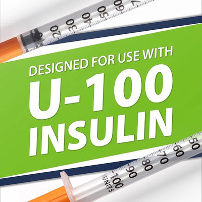 Easy Touch U-100 Pet Insulin Syringes for Dogs & Cats – 29G 0.5cc 1/2" Needle, Half-Unit Markings for Precise Dosing, Compatible with U-100 Insulin, Box of 100