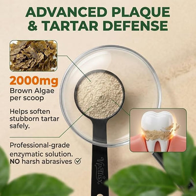 Dog Teeth Cleaning Powder - 8-in-1 Enzymatic Dog Dental Powder with 10B Probiotics & Brown Algae, No Brushing Breath Freshener, Targets Plaque & Tartar, 3.5oz