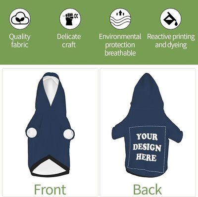Dog Costume, Custom Dog Hoodie, Dog Name Costume Holiday Pet Pajamas Outfit, Personalized Pet Coat Costumes for Small Medium Large Dogs and Cats for Winter, Navy, L