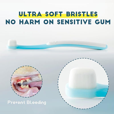 Small Dog Toothbrush, Cat & Puppy Tooth Brushing Kit, Ultra Soft & Mini Head Tooth Brush for Kitten & Tiny Pet, Doggy Toothbrushes Deep Dental Teeth Cleaning, Soft Bristles, 1 PCS - Pink