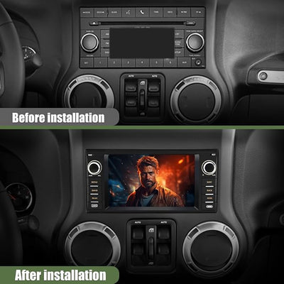 Junsun 4Core 64GB ROM Car Radio Stereo for Dodge Ram 1500 2500 3500 2009-2012 Jeep Wrangler 2007-2018 Avenger Challenger, 7 Inch Touch Screen with Wireless CarPlay Android Auto Backup Camera