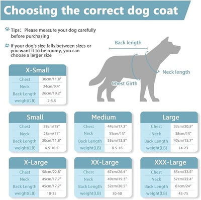 SAWMONG Waterproof Dog Winter Coat, Warm Fleece Lined Dog Jacket with Hood, Windproof Puppy Coat, Pet Apparel Vest Outdoor&Indoor Winter Activities(Mintgreen,XXL)