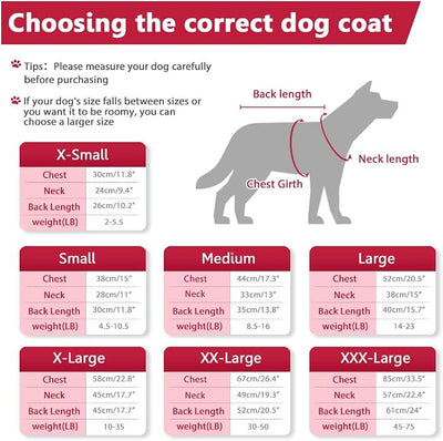 SAWMONG Waterproof Dog Winter Coat, Warm Fleece Lined Dog Jacket with Hood, Windproof Puppy Coat, Pet Apparel Vest Outdoor&Indoor Winter Activities(Red,L)