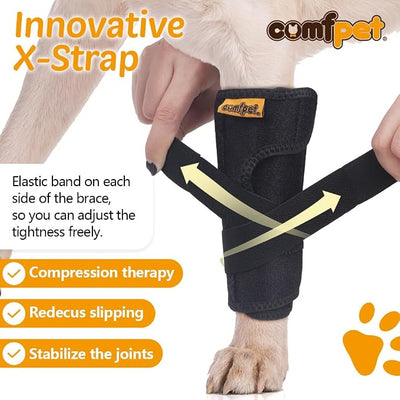 Dog Front Leg Brace, Dog Leg Support Wrap with Plastic Bar Stabilizers, Canine Front Leg Wrap Sleeve to Prevent Licking, Dog Sprains, Arthritis (Large)