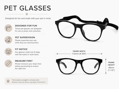 G006 Dog Pet Retro 80s Costume Sunglasses for Small Breed (2-Pack Black+ Black-Clear Lens)