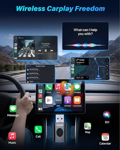 2026 Upgrade Wireless CarPlay Adapter for iPhone & Android Auto Adapter, Multi-User Seamless Connection for Convert Wired to Wireless, Plug & Play, Zero Delay