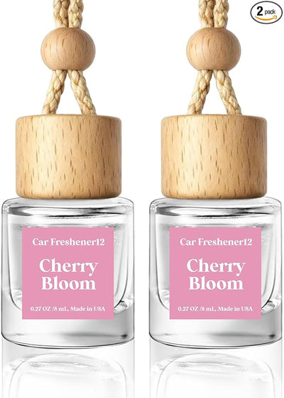 HoogaLife Car Air Freshener Diffuser 2 Pack Hanging Cherry Bloom Car Air Freshener for Women 45+ days Long Lasting Fragrance Made in USA (C12)
