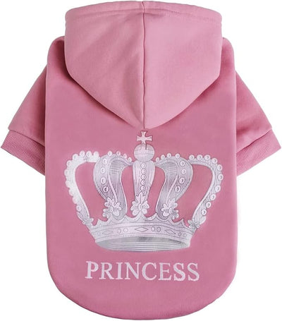 EXPAWLORER Princess Dog Hoodie-Soft Dog Sweater Calming Fleece Sweatshirt Cold Weather Pet Clothes,Pitbull Clothes Outfits,Coat Apparel for Puppy,Cat, Small Medium Large Dogs,Pink X-Small