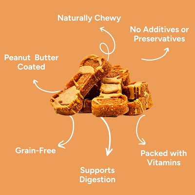 Gaines Family Farmstead Peanut Butter Coated Sweet Potato Dog Bones, 4 pack - 40 oz Bags, Grain-Free, Chewy, Natural Dog Treats for Digestion, Skin, Energy & Immunity – Limited Ingredient, Made in USA