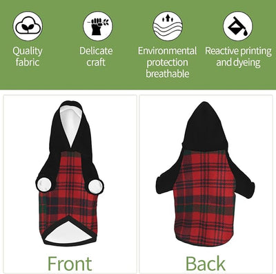 Dog Costume, Custom Dog Hoodie with Name Photo, Holiday Pet Pajamas Outfit, Personalized Pet Coat for Small Medium XS XXS Dogs Puppy, BlackGrid, XL