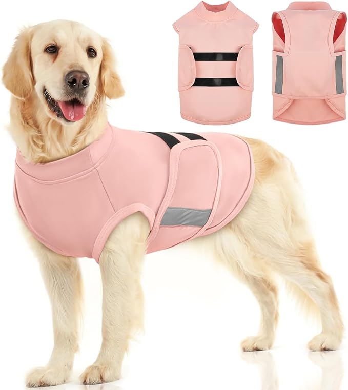 MIGOHI Breathable Dog Anxiety Calming Vest,Dog Firework Anxiety Relief Vest,Dogs Stress and Anxiety Relief Coat,Anxiety Vest for Large Dogs,XL,Pink