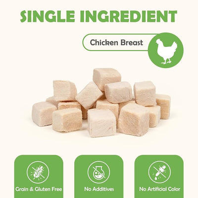 MON2SUN Freeze-Dried Chicken Dog and Cat Treats, Single Ingredient Training Treats, High Protein Grain-Free Snack & Food Topper, 10.6oz
