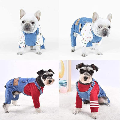 Pet Clothes Elastic Jeans Overalls Comfortable Washed Denim Cute Style for Puppy (XXL)
