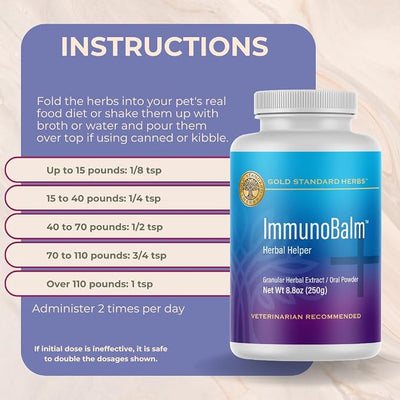 ImmunoBalm Itch and Inflammation Relief for Dogs by Gold Standard Herbs, All Natural Granular Herbal Powder (250 gram)