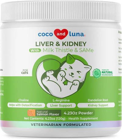 Milk Thistle Powder for Cats - Liver, Kidney & Detox Support | Milk Thistle with Choline & L-Arginine for cats. Supports liver detox, kidney health & hepatic function with EPA & DHA.