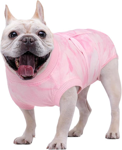 Kuoser Dog Surgery Recovery Suit, Anti Licking Surgical Suit for Dogs Male Neuter, Soft Dog Surgery Suit Female Spay Subsititute E-Collar Cone, Doggie Body Suits After Surgery Pink Tie Dye XS