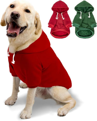 2-Pack Dog Hooded Sweaters & Jackets - Soft Dog Clothes Hoodie for Small/Medium/Large Dogs & Cats | All-Season Comfort & Fit, Stylish Pet Shirts Apparel & Accessories (Wine red, Dark Green, X-Large)