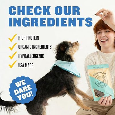 Winnie Lou Bison Burger Jerky Dog Treats – Limited Ingredient, Human Grade, Training Treats for Small, Medium & Large Dogs, USA Made, High Protein, Chews, Hypoallergenic, Sensative Stomach (1 Pack)