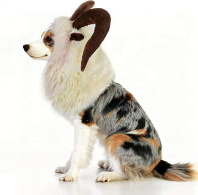 Funny Reindeer Moose Dog Costume - Cute Furry Pet Wig for Halloween & Christmas