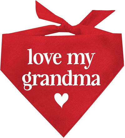 Love My Grandma Mother's Day, Valentine's Day Dog Bandana (Red, OS 399)