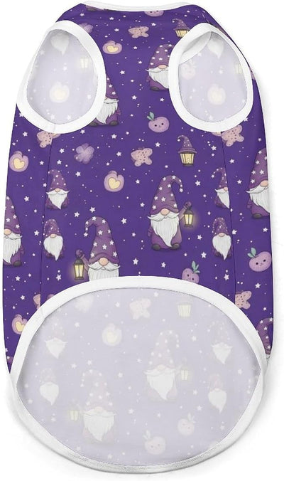 Soft Breathable Sleeveless Dog Vest Cat Shirt Cartoon Sleepy Gnome Purple, Lightweight Pet Clothes for Small Medium Puppies Kittens, Medium