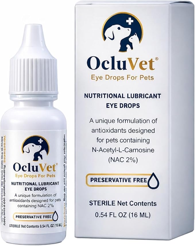 OcluVet Eye Drops for Pets | Clinically Studied Antioxidants for Pets | Made in the USA | Includes 2% N-Acetyl-L-Carnosine (NAC) | 16mL