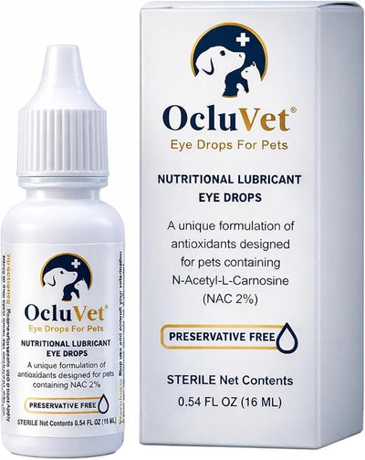OcluVet Eye Drops for Pets | Clinically Studied Antioxidants for Pets | Made in the USA | Includes 2% N-Acetyl-L-Carnosine (NAC) | 16mL