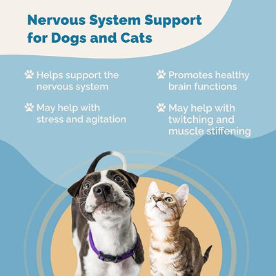PranaPets Nervous System Support for Dogs and Cats | Herbal Formula Safely Aids in Reducing Nervousness, Involuntary Muscle Movements | Helps Support Brain & Nervous System - 2 Pack