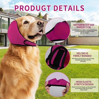 Dog Ear Hematoma Wrap, No Flap Waterproof Ear Cover for Bathing/Swimming, Calming & Noise Reduction