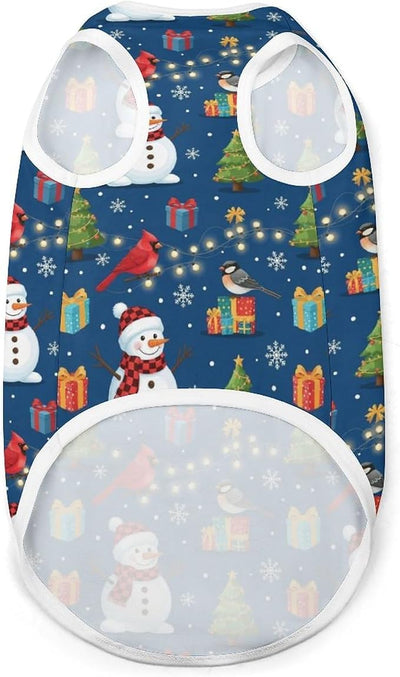Cute Pet Sleeveless Vest Christmas Tree Bird Snowman, Soft Fabric Dog Shirt for Small Medium Puppies, Daily Casual Pet Clothing, XX-Large