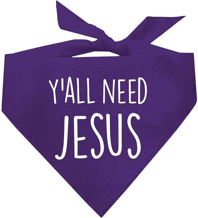 Y'all Need Jesus Christmas Easter Religious Dog Bandana (159 Purple, One Size)