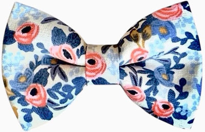 Detachable Dog Bow Tie, Slide-On Pet Bowtie for Collars, Stylish Durable Dog Lover Accessory Small, Medium & Large Dogs (White Rose, Large (4.5in Wide))