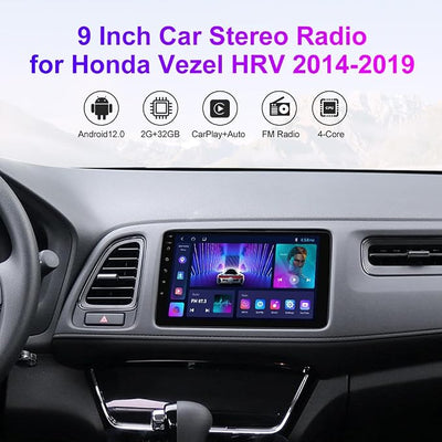 Android Stereo Double Din for Honda Vezel HR-V HRV 2013-2022 Head Unit | Biorunn 9" Wireless Car-Play Android Auto GPS Navi Touch Screen Blue-tooth FM RDS Head Unit, 2GB 32GB ROM