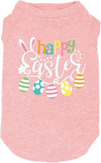 Happy Easter Shirts for Dog Funny Print Vest for Small Medium Large Dogs Soft and Light-Weight T Shirts Gift for Puppy (Medium, Pink)