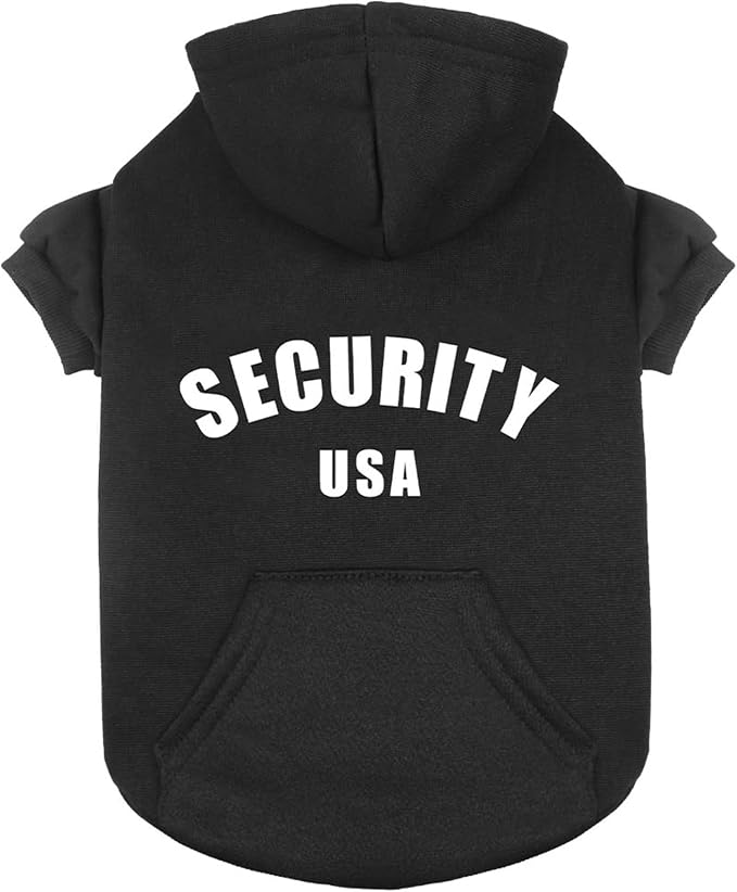 Dog Sweaters for Small Dogs Security Dog Hoodie Warm Cozy Brushed Fleece Interior Pet Clothes with Pocket Hoodie for Small Dogs Puppy Sweatshirt(XS)