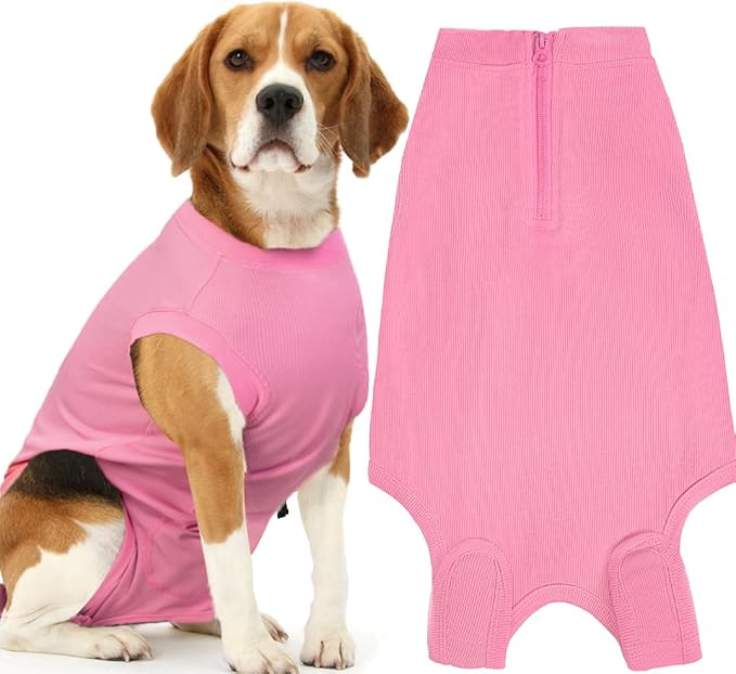 Recovery Suit for Dogs,Dog Cone Alternative Zipper Surgery Suit Female Spay,Soft Dog Surgery Suit for Anti Licking,Breathable Surgical Suit for Dogs Female Spay