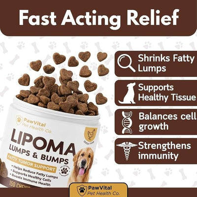 Lipoma Treatment for Dogs – Lumps & Bumps Support, Helps Reduce Fatty Tumors, Turkey Tail Mushroom Chews for Immune Health with L Carnitine, Chicken Flavor, 150 Soft Chews