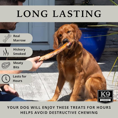 K9 Connoisseur Beef Marrow Rib Dog Bones Long Lasting 8 to 10 Inch Long - USA Made Single Ingredient for Medium Dogs Upto 50 Pounds - 8 Pack
