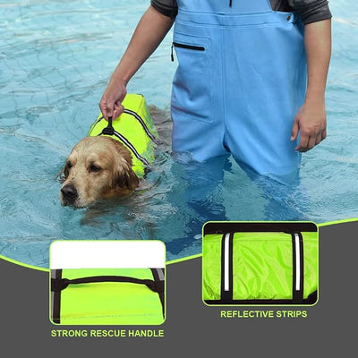 Doglay Dog Life Jacket with Rescue Handle, Dog Life Vest for Swimming Boating, Adjustable Reflective Puppy Swim Vest with Superior Buoyancy for Small Medium Large Dogs