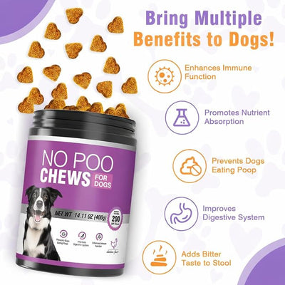 Coprophagia Deterrent for Dogs-Stool Eating Deterrent for Dogs with Digestive Enzymes&Probiotics-Breath Freshener-Chicken