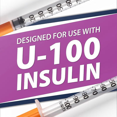 Easy Touch U-100 Pet Insulin Syringes for Dogs & Cats – 28G 0.5cc 1/2" Needle, Half-Unit Markings for Precise Dosing, Compatible with U-100 Insulin, Box of 100