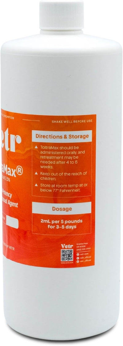 Toltrazuril 2.5% for Horses, Dogs, Cats, 960mL/32.4 Ounce, for Non-Food Chain Animals