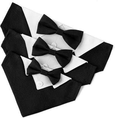 Tuxedo Dog Collar for Wedding Engagement and Birthday, Formal Dog Bandana Collar Costume with Bow Tie and Adjustable Buckle,Suitable for Small Medium Large Dog. (Black, M)