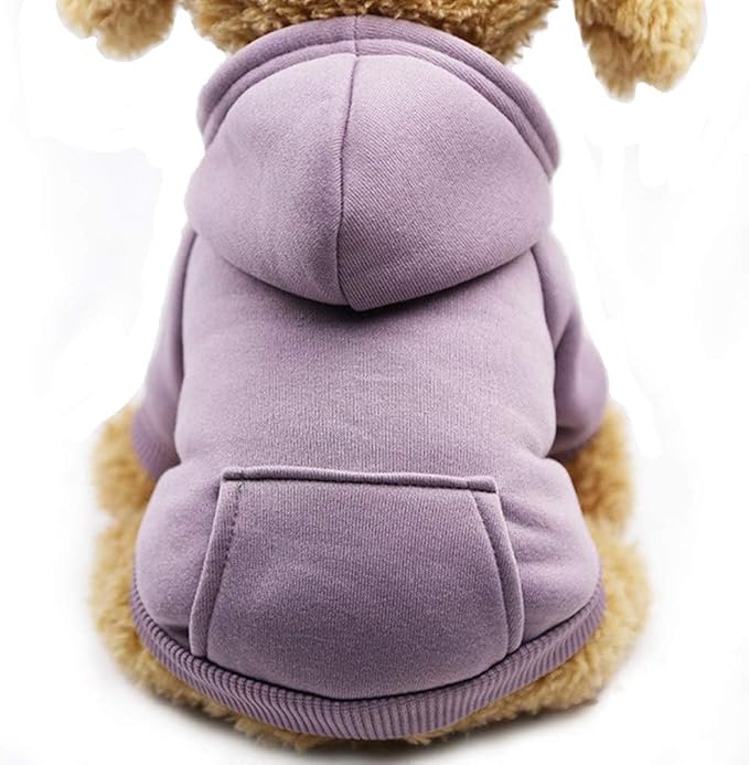 Jecikelon Soft Dog Hoodies for Small Dogs, Fleece Puppy Sweatshirt with Pockets, Warm Winter Cold Weather Coats for Pet Cat, Cute Clothes Puppy Costume (Purple, X-Large)
