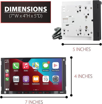 Dual Electronics DCPA71 7" Apple CarPlay Android Auto Double DIN Car Stereo | Certified Apple CarPlay and Android Auto, Bluetooth hands-free calling and streaming, backup camera input, USB charging
